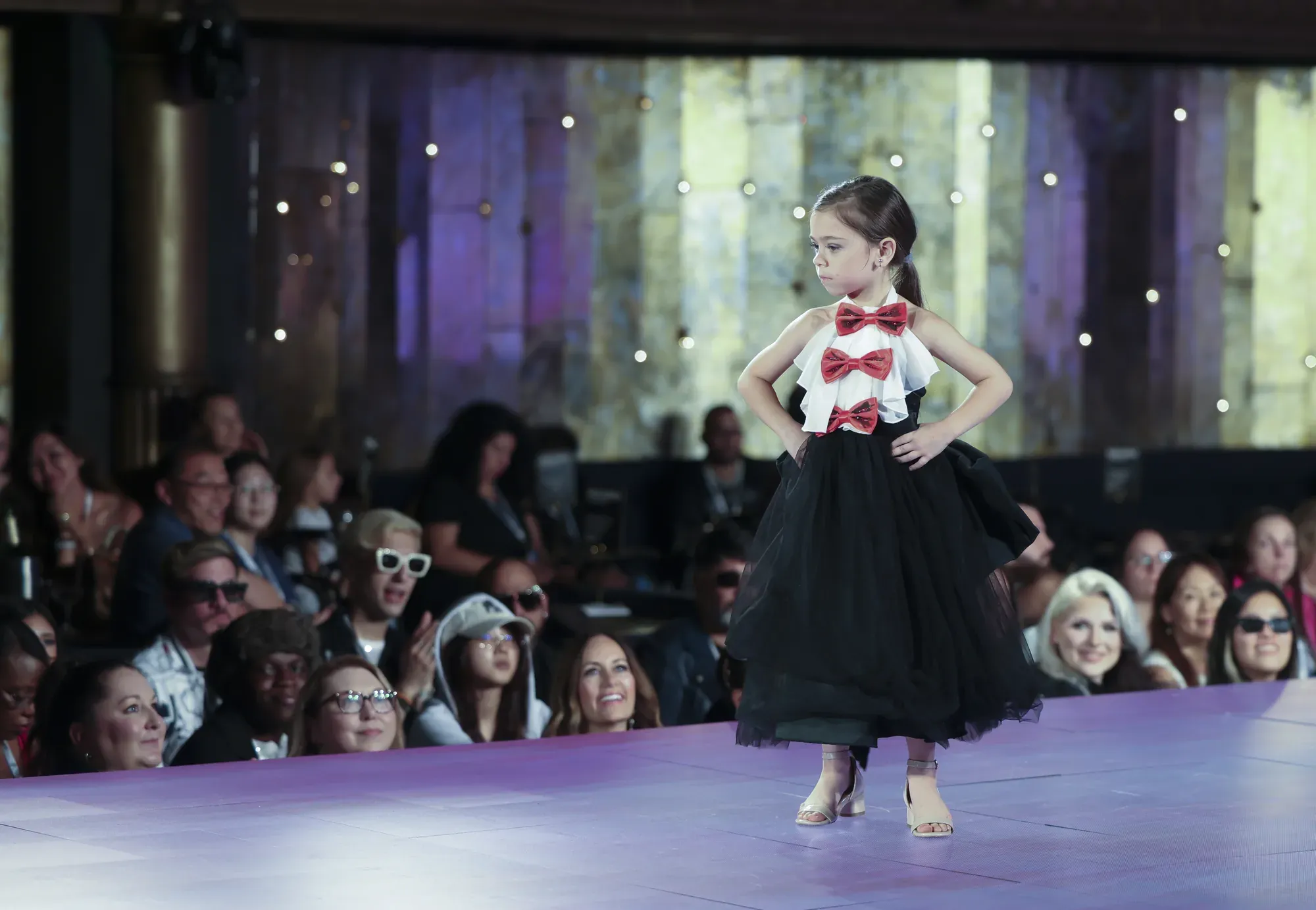Black tulle skirt with red bow bodice — Babs Boutique, Orlando Monroy Memorial Artist Collaboration Collection, New York Fashion Week